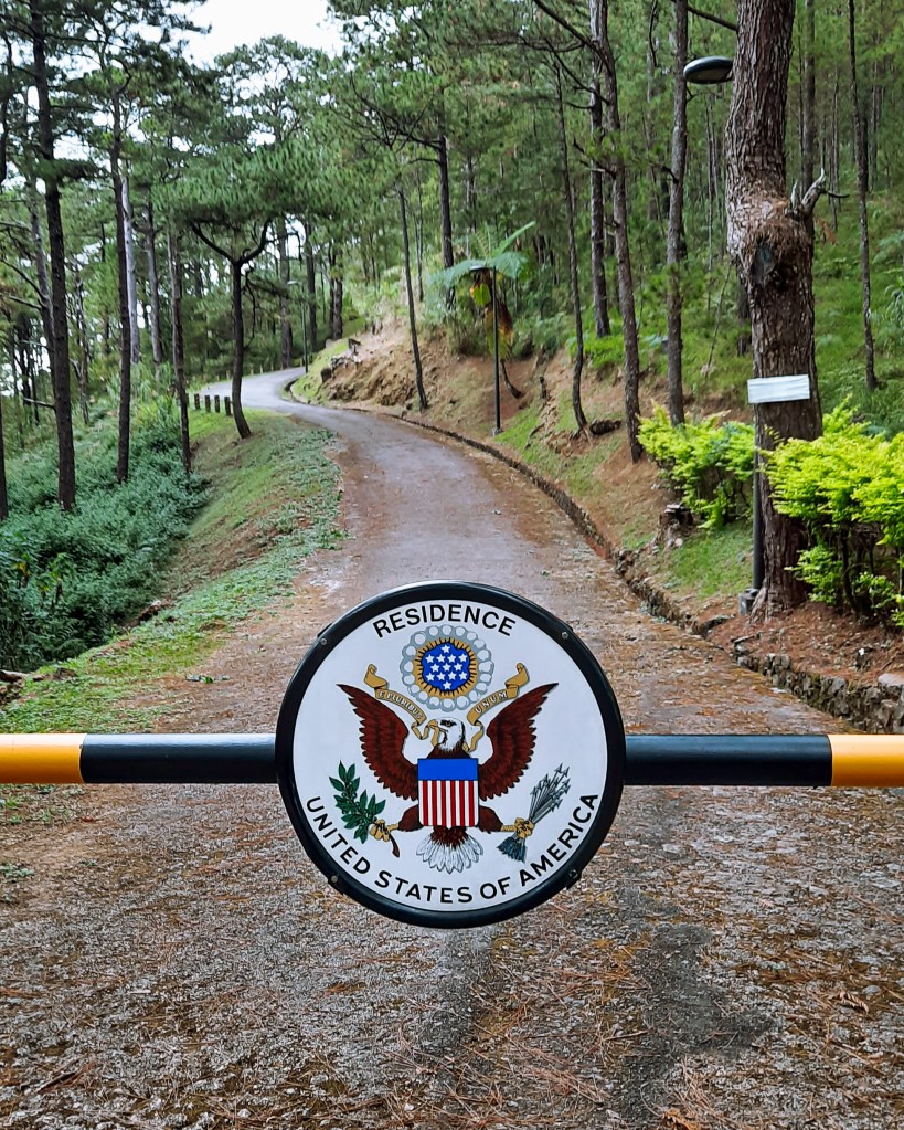 Signage in the middle of the path that says the residence is a property of the United States of America