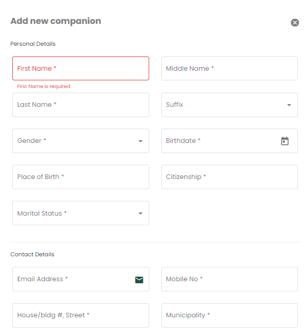 Baguio VISITA Add Companion Form