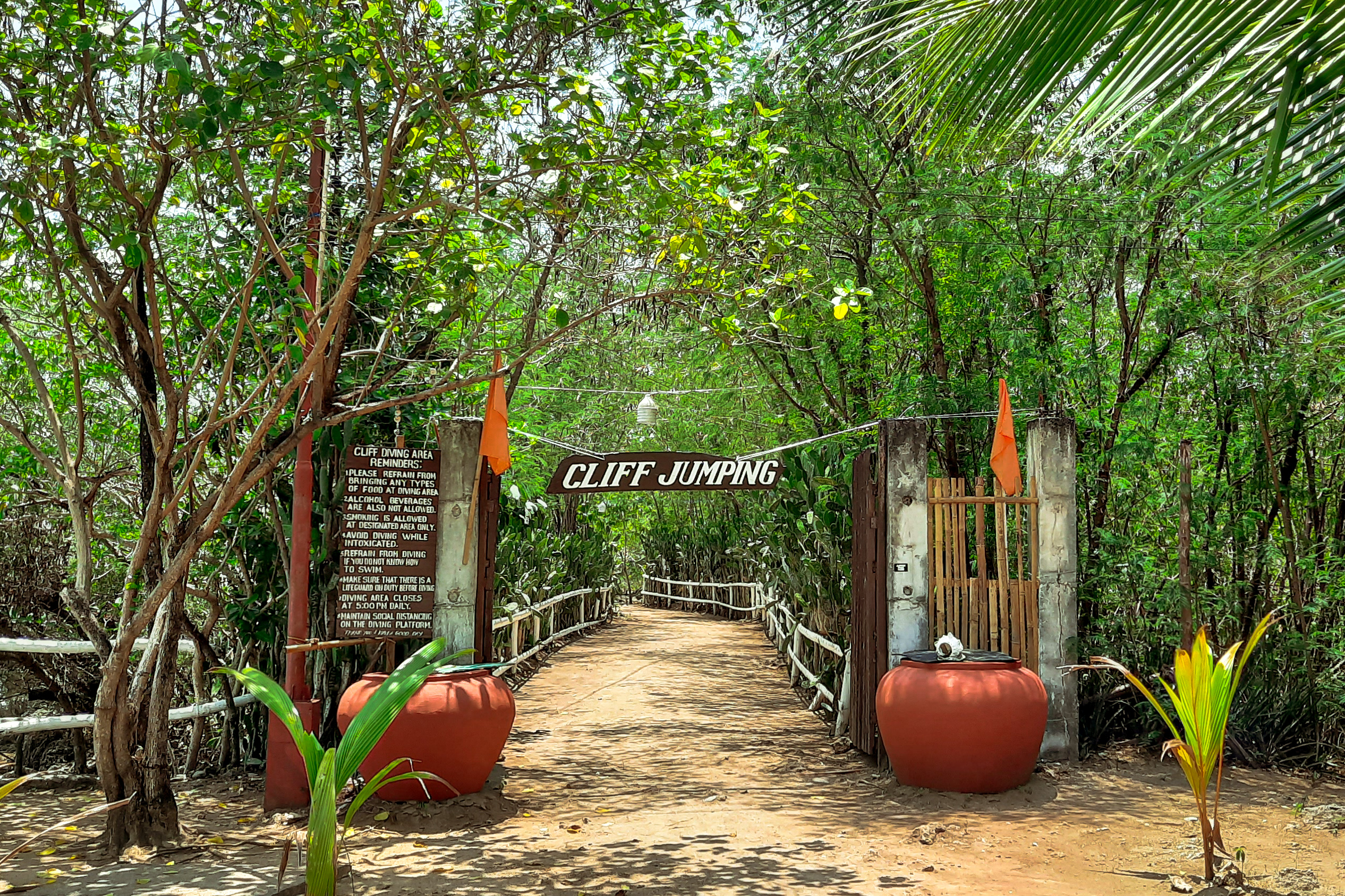 Path going to the cliff jumping site in Virgin Island, Bantayan Island, Cebu