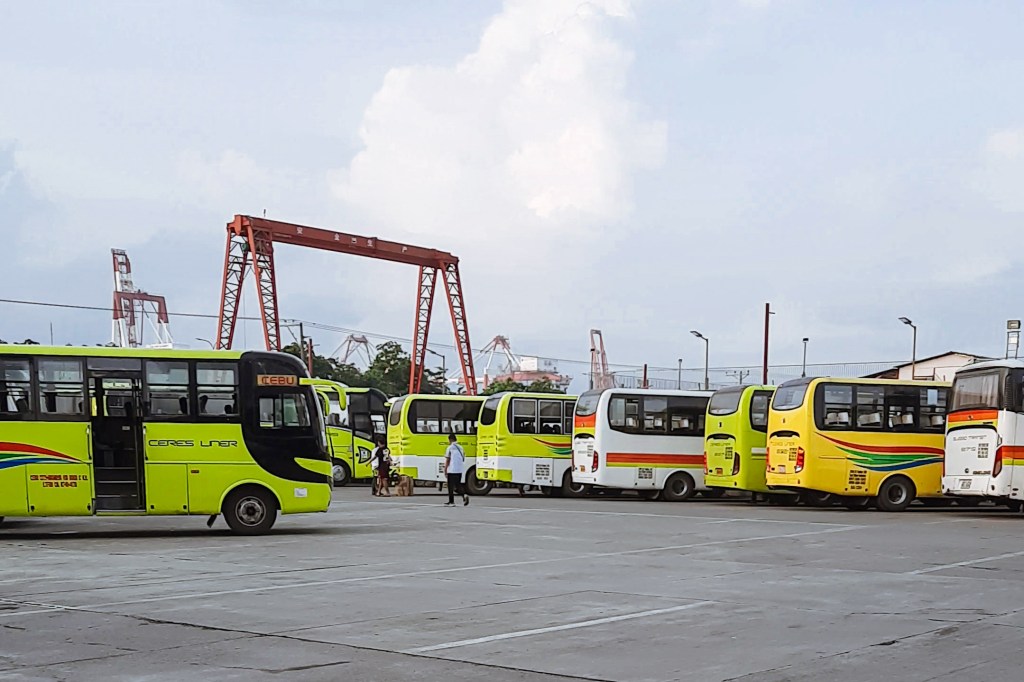 Line of buses in terminal