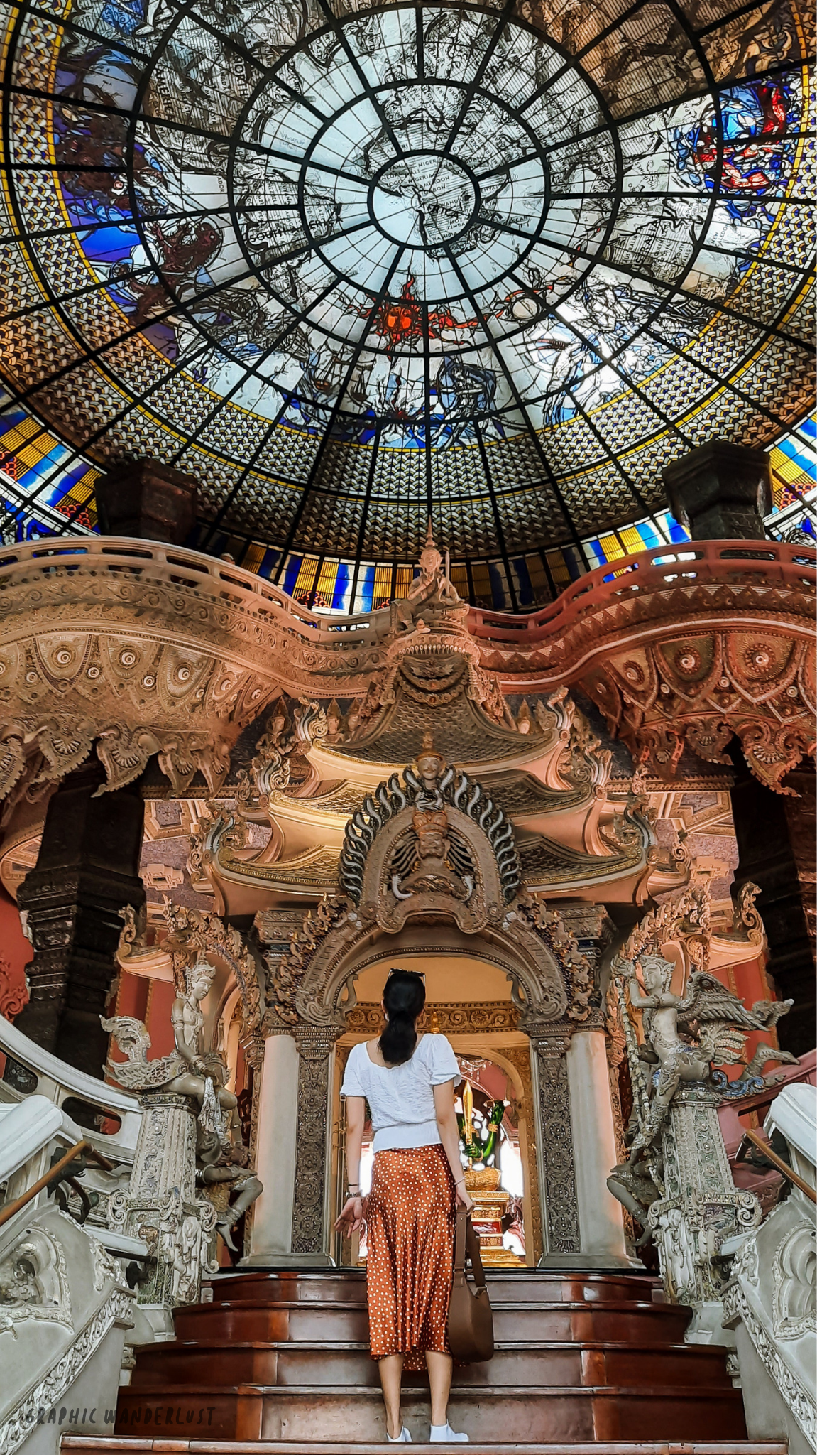 Girl standing inside Erawan Museum's Underworld