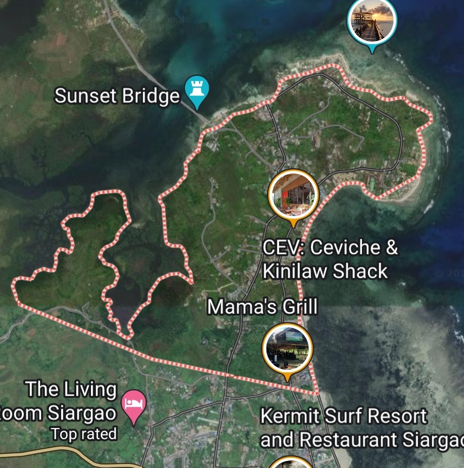 Map of Catangnan in General Luna, Siargao Island