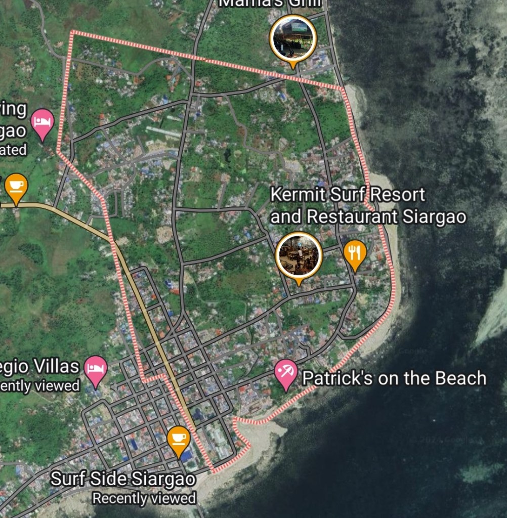 Map of Poblacion V in General Luna, Siargao Island