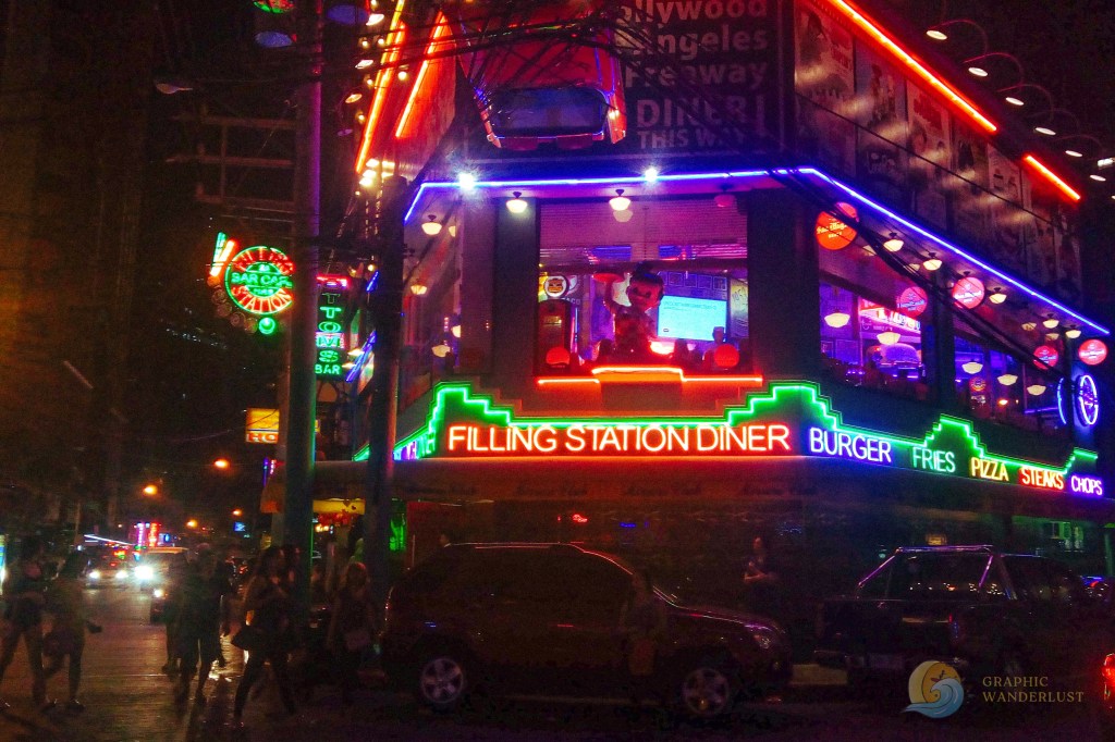 Exterior of Filling Station in Poblacion, Makati at night