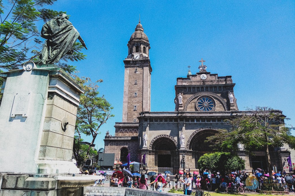 Exterior of Manila Cathedral as seen from Plaza Roma