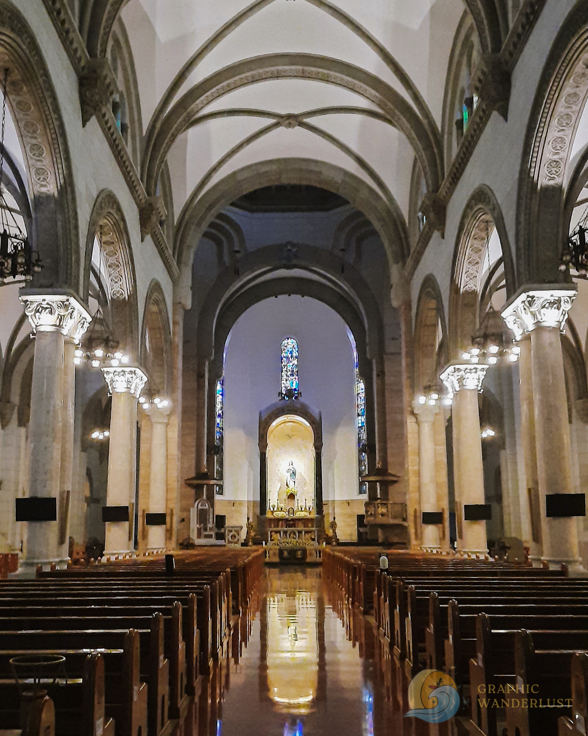 View of the aisle going to the main altar of the Manila Cathedral