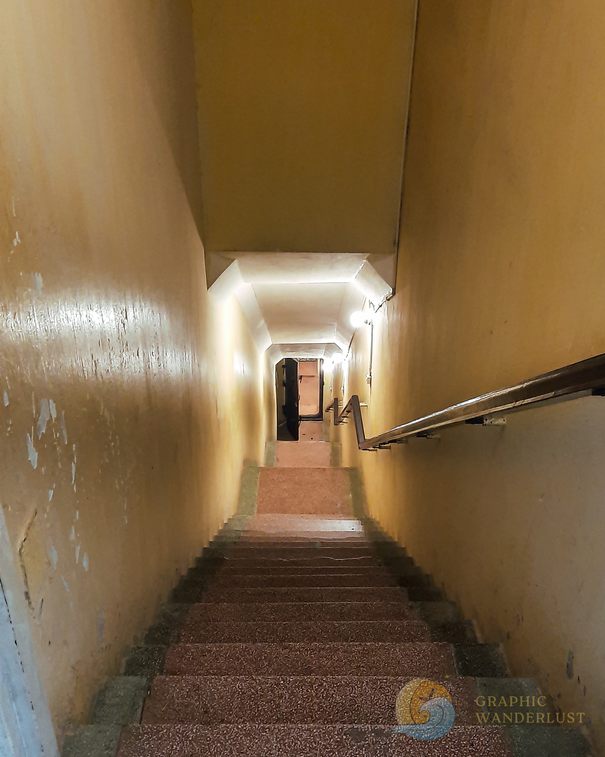 Stairs leading to a bunker door in D67 Revolutionary House