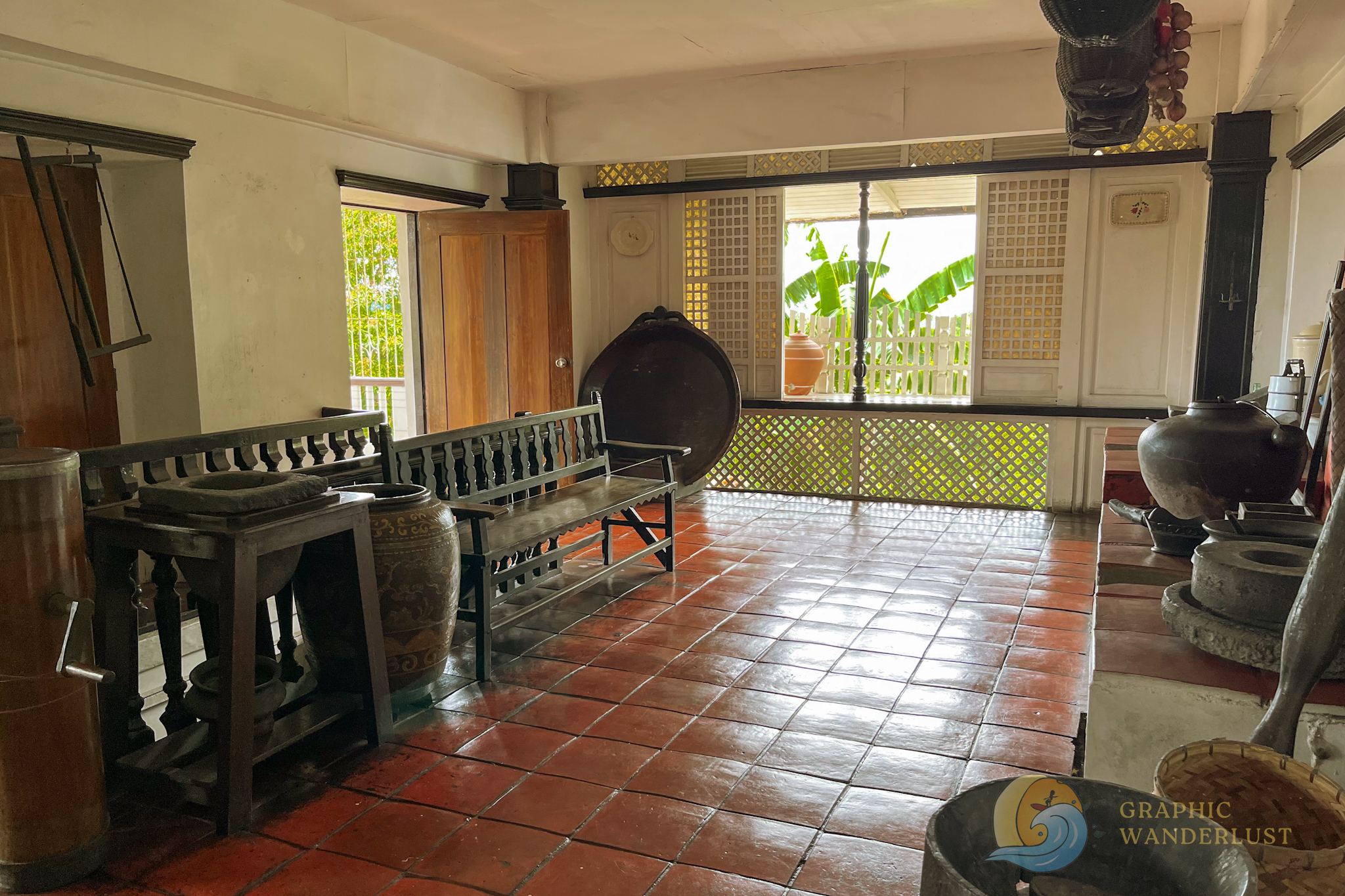 A portion of a Spanish colonial house's kitchen in Taal, Batangas complete with kitchenware and furniture used in the Spanish colonial era.