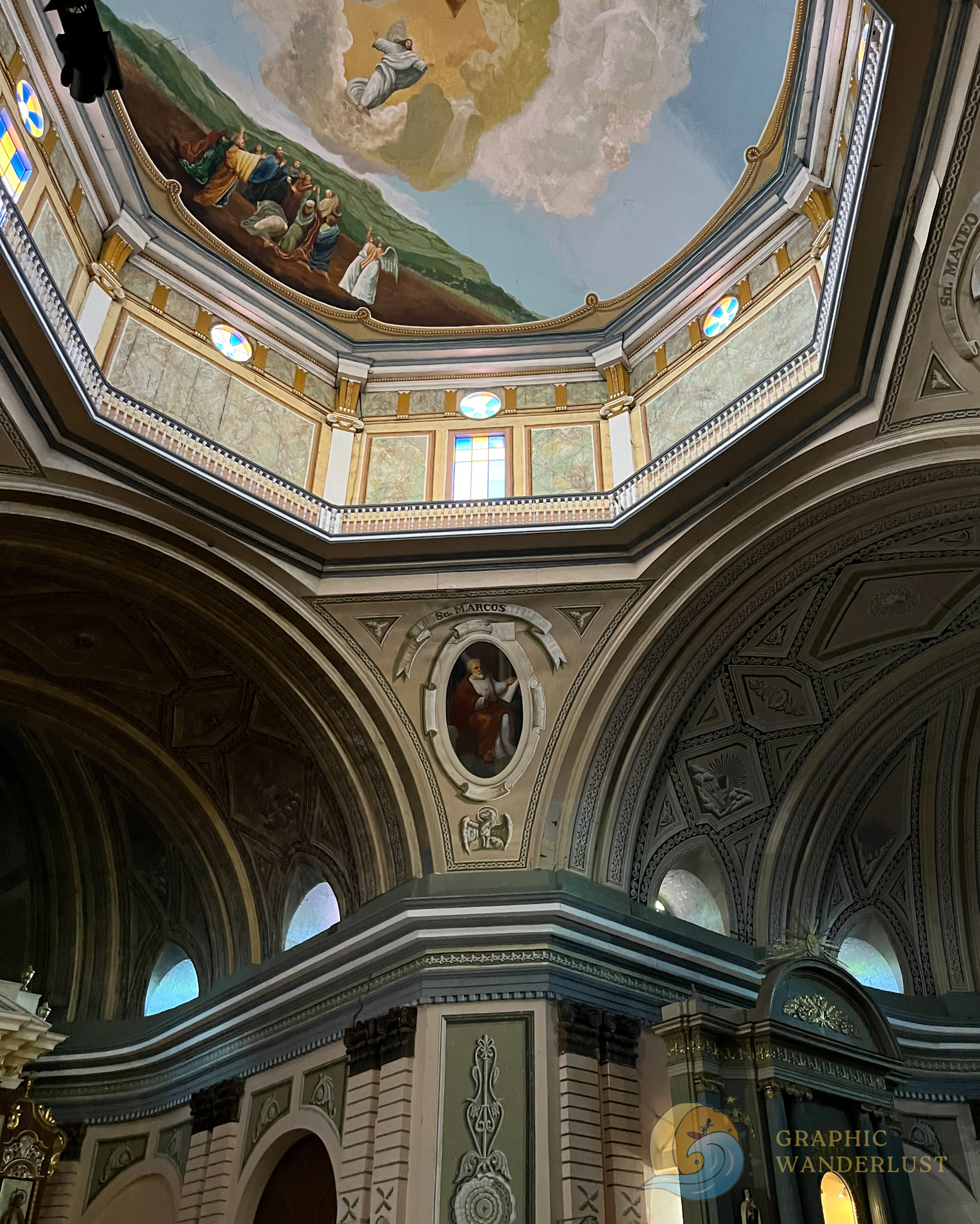 A part of trompe l'oeil ceilings found inside a church in Taal, Batangas